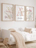 3 Pcs Personalized Name Custom Wildflowers Canvas Poster Pink Floral Youth Room Decoration Girls Bedroom Wall Decoration Kindergarten Decoration Poster Birthday Christmas Present No Frame, For Housewarming, Aesthetic Room Vibe
