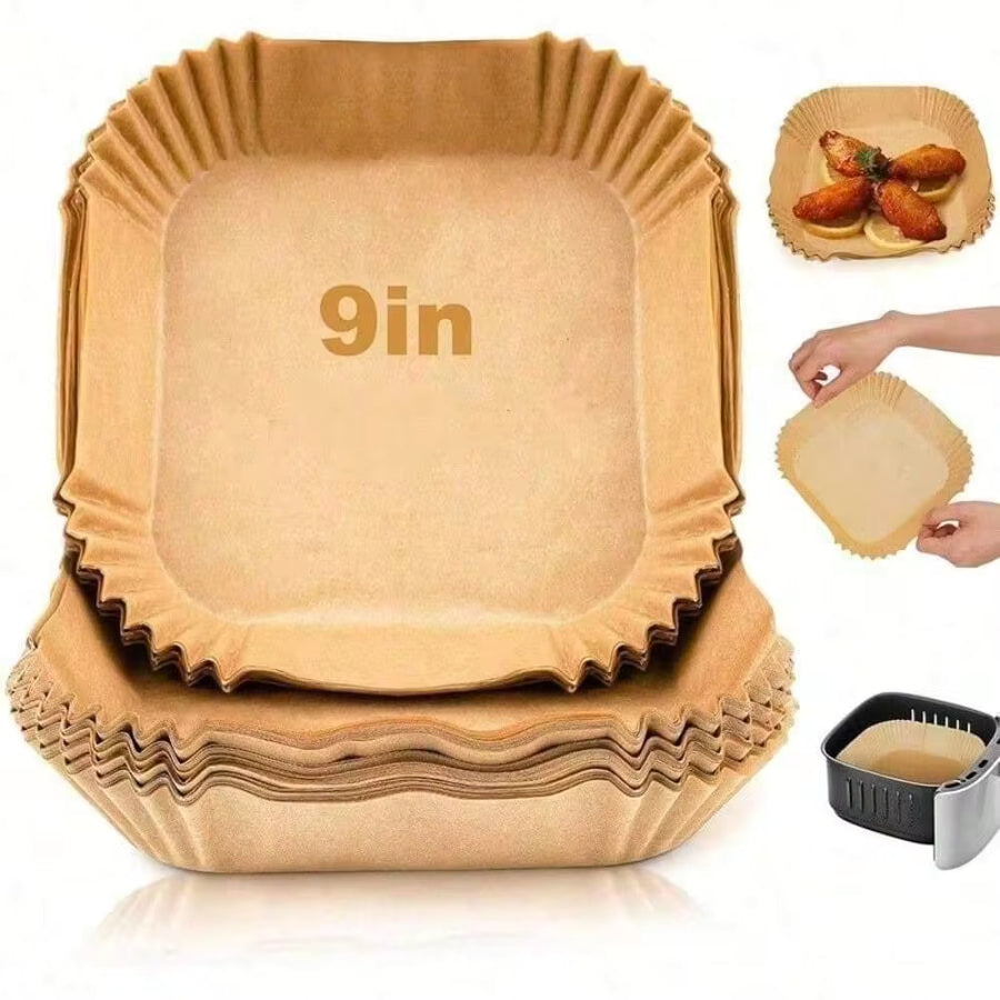 Disposable Air Fryer Paper Liners: 9 In Large Square Non Stick Parchment, Air Fryer Basket Liner For 8Qt - 12Qt Airfryer